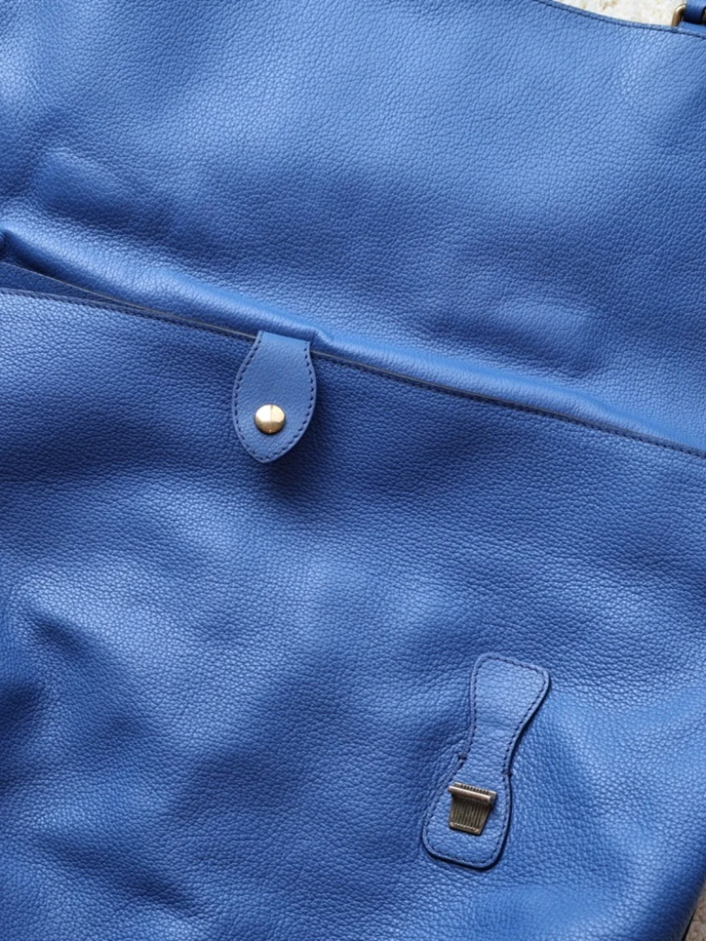 BURBERRY PRORSUM Blue Pebbled Leather EVERYDAY SATCHEL/Messenger Bag
